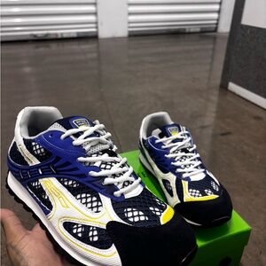 Bottega Veneta Blue and Yellow Mesh Sneakers